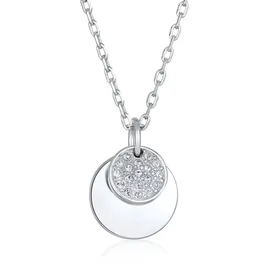 Elli Halskette Damen Anhänger Plattchen Elegant Silberfarben mit Kristallen