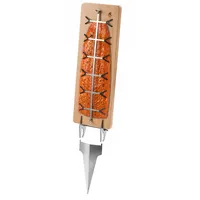 FEUERGOTT Flammlachsbrett Premium - Buchenholz mit Edelstahl-Halterung zum Grillen und Räuchern von Lachs, Forellen - für Feuerschale, Grill, Lagerfeuer
