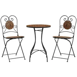 vidaXL Mosaik-Bistro-Set Terrakottarot Eisen und Keramik