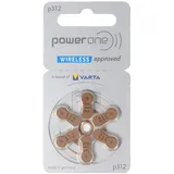 Power one Batterie Zinc Air, 312, 1.4V Retail Blister (6-Pack) Hörgerätebatterie