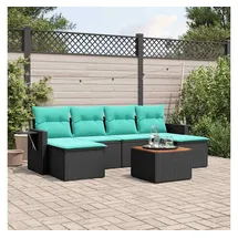 vidaXL Gartensofa-Set 7-tlg. schwarz