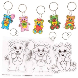 Schlüsselanhänger aus Schrumpfplastik "Teddybär"  (pro Set 8) Bastelsets