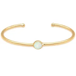 Armreif ELLI "Armreif Bangle Synthetischer Opal Trend 925 Silber" Gr. 16, gold (gold, weiß), Armbänder, Damen, 16cm,mit Stein, Silber 925 (Sterlingsilber)
