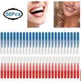 50 Interdentalbürsten Zahnzwischenraumbürsten 2.5mm Blau/3.0mm Rot Bürstenhalter