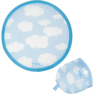 Fisura Faltbarer runder Handfächer Wolken, Original Faltbarer Handventilator, Blau und Weiß, 5 Stück, 20 cm, Wolken, 5 Stück, One size
