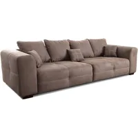 Cavadore Big Sofa Mavericco / Große Couch im modernen Design in Lederoptik / Inklusive Rückenkissen und Zierkissen / 287 x 69 x 108 cm (BxHxT) / Mikrofaser Hellbraun