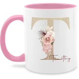 Tasse Tassen 325ml - Geschenk personalisiert mit Namen I Geschenkideen Anfangsbuchstabe Name - 325 ml - Rosa - mug namenstasse buchstabe häferl namenstassen personalisierte teetasse