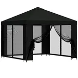 vidaXL Garten Pavillon 3 x 3 m inkl. 4 Seitenteile Schwarz