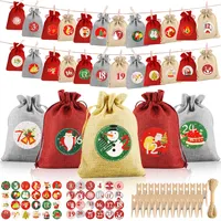 MULEVIP Adventskalender zum Befüllen Stoff 24 Adventskalender Säckchen, Adventskalender 2024 zum Befüllen, Adventskalender Selbst Befüllen Weihnachtskalender zum Befüllen für Kinder Frauen Männer