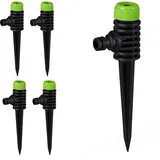Relaxdays Sprühregner Garten, 5er Set, Klickstecker Anschluss, mit Erdspieß, Flächen bis 30 m2, Sprinkler, schwarz/grün