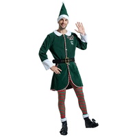 EraSpooky Männer Santa Elf Kostüme Erwachsene Weihnachtsmann Anzug Kostüm Outfit