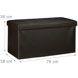 Relaxdays Sitzbank 38 x 76 x 38 cm, Hxbxt, 2-sitzer m. Stauraum, Kunstleder Sitzhocker 300 kg belastbar, braun Holzwerkstoff, Kunststoff, Textil, 38x38x76 Wohnzimmer, Hocker, - Sitzkissen Hocker/Ottomane Rechteck