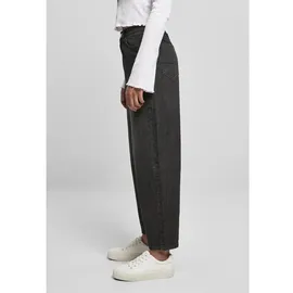 URBAN CLASSICS High Waist Wide Leg Cropped Denim Pants black washed -