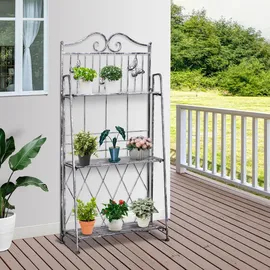 Outsunny Pflanzregal 44 x 25 x 96 cm Grau