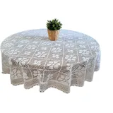 Gehäkelte Tischdecke, Weiß, Durchmesser 180 Cm, Gehäkelte Tischdecke Für Runde Tische
