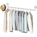 Kleiderstange für die Wand, 83cm Industrierohr Kleiderstangen,Kleiderständer Wandmontage, Industrial, Platzsparend Wandregal Küchenregal, für Geschäft, Wohnen, Weiß