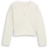 Tom Tailor Mädchen Cropped Cardigan mit V-Ausschnitt, weiß, Uni, Gr. 128