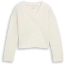Tom Tailor Mädchen Cropped Cardigan mit V-Ausschnitt, weiß, Uni, Gr. 128