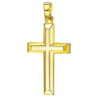 JEVELION Kreuzanhänger Kreuz Anhänger 585 Gold (Goldkreuz, für Damen und Herren), Gold-Anhänger - Made in Germany