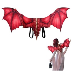 Lubgitsr Vampir-Kostüm Drachenflügel Halloween Cosplay Kostüm Maskerade für Party Karneval rot