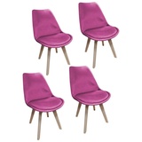 Hti-Living Esszimmerstuhl Samt 4er Set Atlanta Pink