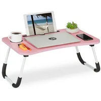 relaxdays Laptoptisch Laptoptisch mit Tablet- & Getränkehalter rosa|schwarz|weiß