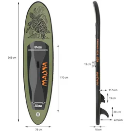 ECD Germany SUP Board Stand Up Paddle Board 308 x 78 x 10 cm olive