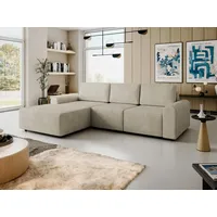 Mirjan24 Ecksofa Berne, Eckcouch mit Schlaffunktion und Bettkasten, Stilvoll Wohnzimmer Polstermöbel (Farbe: Sierra 744, Seite: Links) - Beige