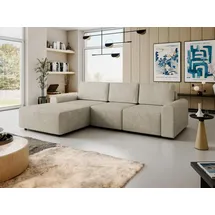 Mirjan24 Ecksofa Berne, Eckcouch mit Schlaffunktion und Bettkasten, Stilvoll Wohnzimmer Polstermöbel (Farbe: Sierra 744, Seite: Links) - Beige