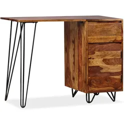 vidaXL Schreibtisch mit 1 Schublade und 1 Schrank Massivholz