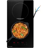 Topwish Induktionskochfeld 29cm,2 Zonen Induktionskochfeld,Herdplatte 2 kochfelder,Induktionsherd,Induktionskochplatte mit Kindersicherung, Boost Funktion,Touchsteuerung,Restwärmeanzeige,Netzkabel
