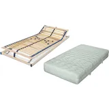 Set bestehend aus: Malie POLAR H3 5-Zonen Tonnentaschenfederkernmatratze in Überlänge 100 x 220 cm plus verstellbarer Lattenrost Malie Olympus in... - Weiß