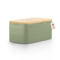 lars-nysøm Brotkasten Glaede Sage Green, Stahl / Bambus, abnehmbarer Deckel, 34,5 x 18,5 x 15,8 cm, grün