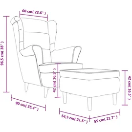 vidaXL Ohrensessel mit Hocker Dunkelgrün Samt