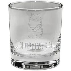Mr. & Mrs. Panda Glas Bär Vermissen - Transparent - Geschenk, Gin Glas mit Gravur, Teddybär, Premium Glas, Feine Lasergravuren
