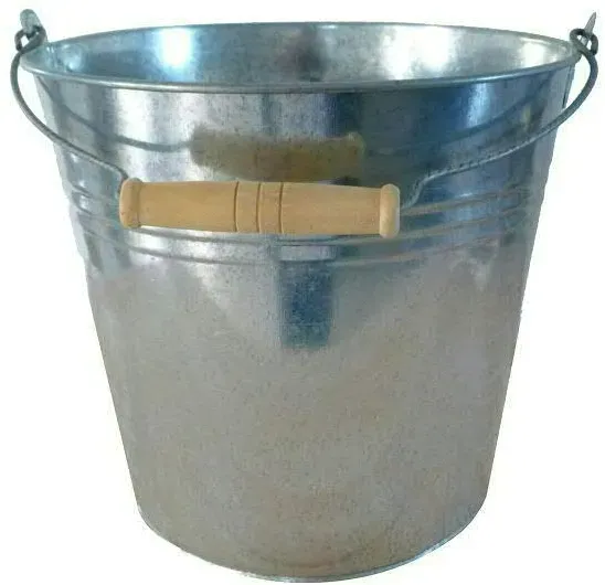 Eimer Zink D9H7cm Holzgriff silber