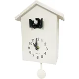 WALPLUS Weiße Moderne Kuckucksuhr Vogelgesang Pendeluhr Moderne Sound Control Kuckucksuhren Batteriebetrieben Pendel Cuckoo Clock für Zuhause Wohnzimmer Büro Deko