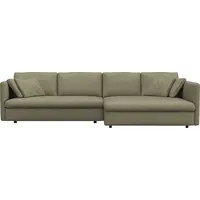 Ecksofa FLEXLUX "Lovane", grün (fall grün), B:290cm H:84cm T:185cm, 62% Polyester/14% Cotton/7% Linen, Sofas, Ecksofa, Weich & anschmiegsam, große Sitztiefe auf Kaltschaum, Dekokissen inkl.