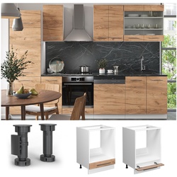 Vicco Herdumbauschrank Küchenschrank Küchenmöbel Fame-Line Weiß Eiche modern 60 cm Küche Einbauküche Blende Herdschrank Küchenzeile