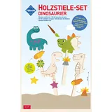 Peter Bausch GmbH & Co. KG Pebaro 476 Holzstiele-Set Dinosaurier, 11-teilig, Laser cut Deco-Stecker, Bastelset
