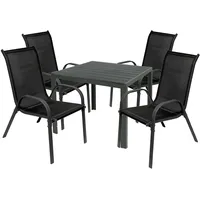 Mojawo Gartengarnitur Sitzgarnitur 5-teilig 90x90cm Non-Wood Anthrazit