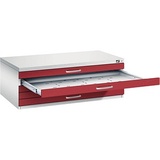 Californian Products CP 7100 Planschrank lichtgrau, rubinrot 5 Schubladen 110,0 x 76,5 x 42,0 cm
