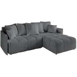 altdecor Ecksofa Cord 4-Sitzer Dunkelgrau