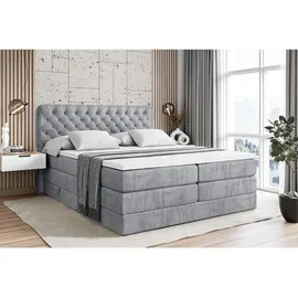 altdecor Boxspringbett mit Matratze, Topper, Polsterbett mit, Bettkasten BOXI8 KING - 140x200 - Grau Monolith