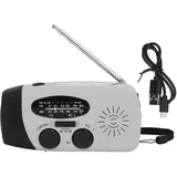 flammkraft Multifunktionales Handkurbel-solarradio mit Taschenlampe für Outdoor-camping – Silbergrau