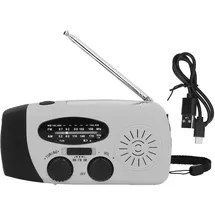 flammkraft Multifunktionales Handkurbel-solarradio mit Taschenlampe für Outdoor-camping – Silbergrau