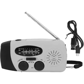 flammkraft Multifunktionales Handkurbel-solarradio mit Taschenlampe für Outdoor-camping – Silbergrau