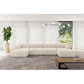 altdecor Wohnlandschaft modulares Sofa Tesso-U2 - 380x160x70 cm Beige Cord
