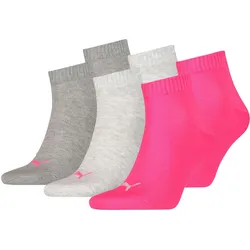 6 Paar Puma Unisex Quarter Socken Sneaker Gr. 35 - 49  für Damen Herren Füßlinge 39/42