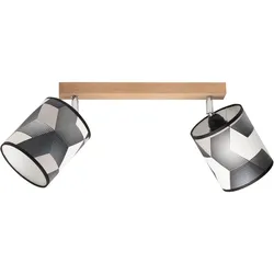 BRITOP LIGHTING Deckenleuchte "ESPACIO", bunt (schwarz, weiß, beige), Ø 13cm H: 20cm, Lampen, Schirme aus laminierter Tapete, Baldachin aus Eichenholz, Deckenstrahler